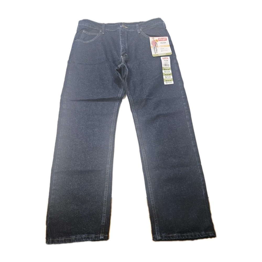 NEW Wrangler Men's Five Star Blue Jeans‎ Size 36x30 Regular Fit Denim 5 Pocket